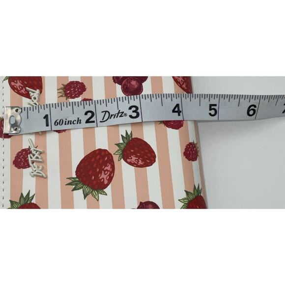 Betsey Johnson Wristlet Zip Around Wallet Stripe W Multi Berries Red Multi - Picture 7 of 7